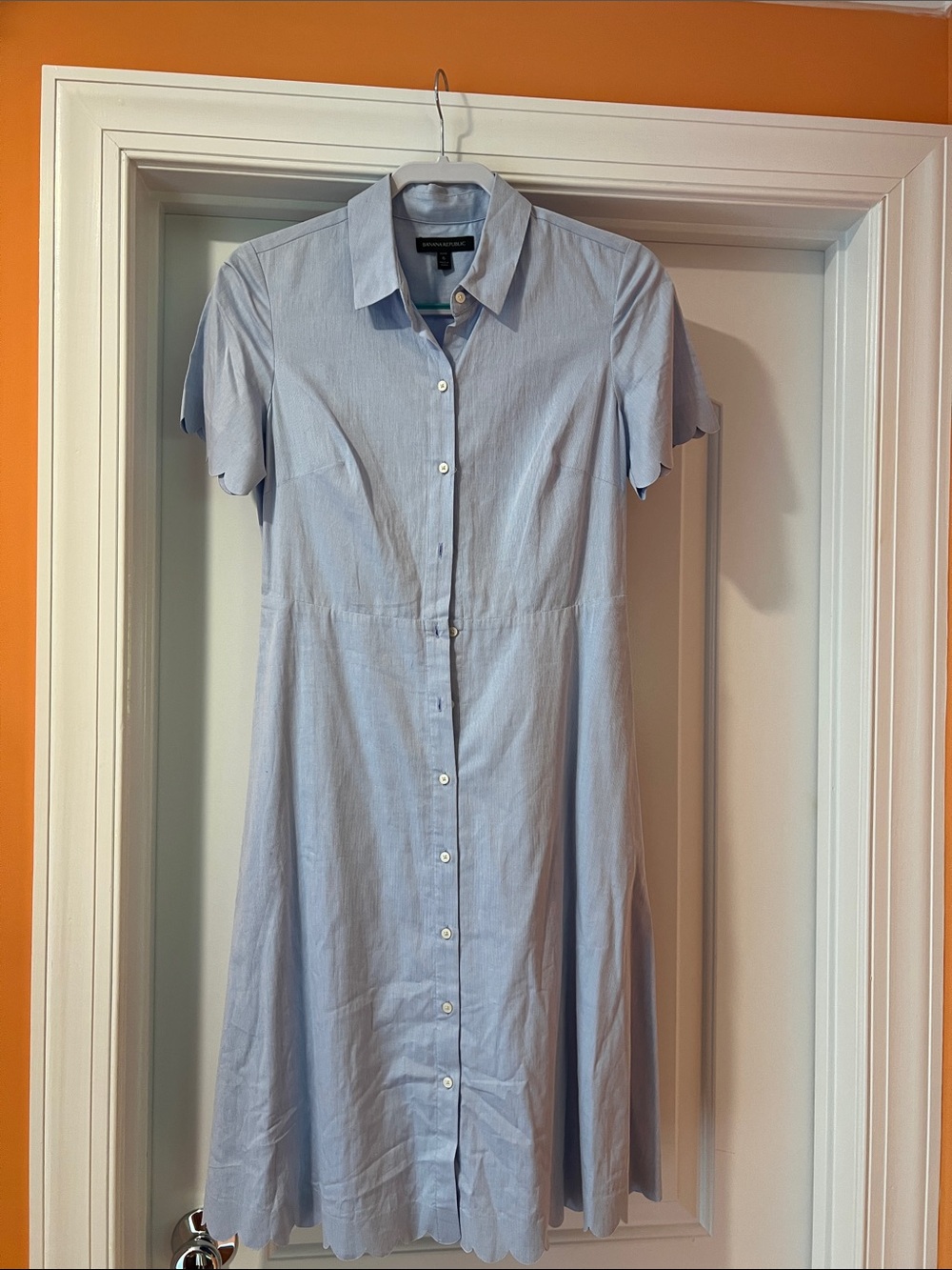 Banana Republic Pale Blue Button-Front Shirt Dress